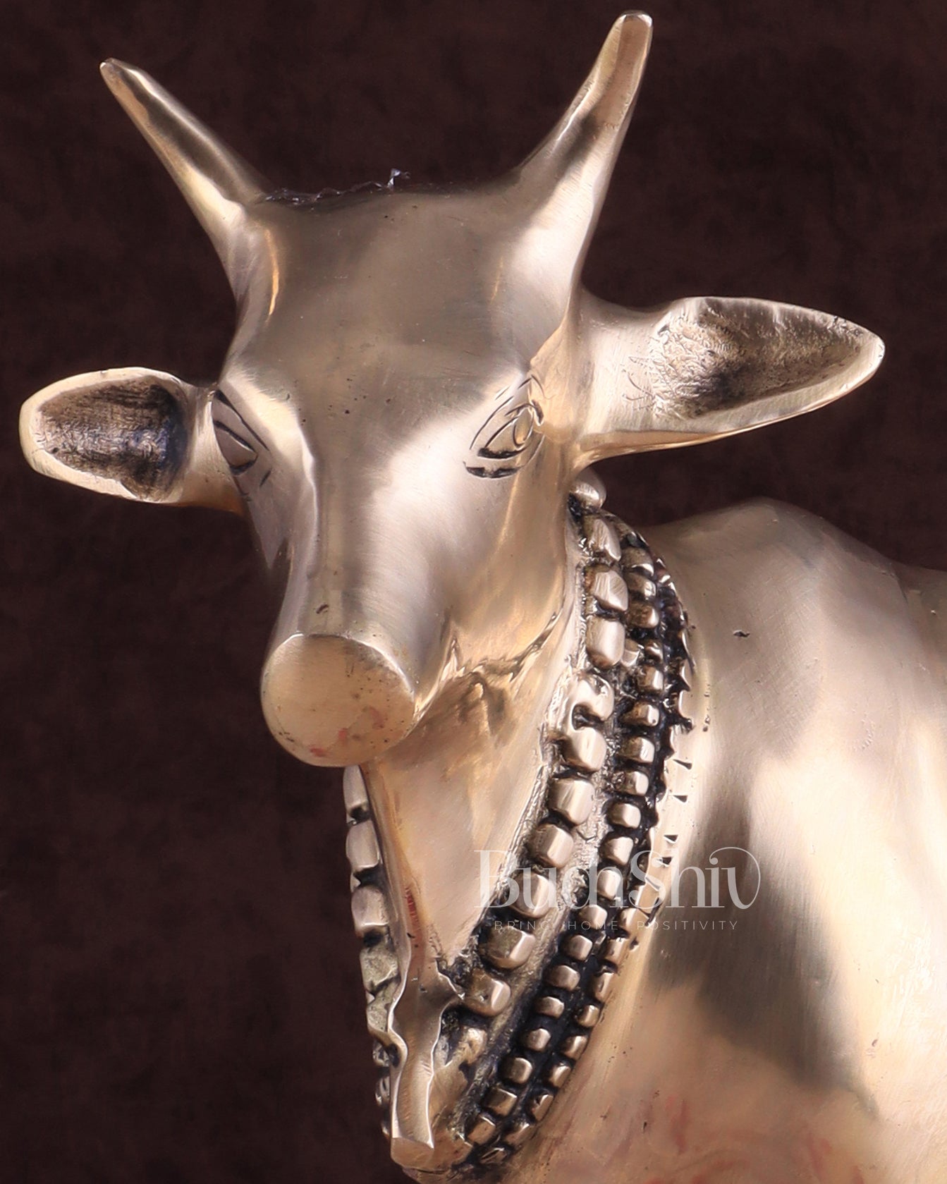 Brass Standing Cow Idol - Gomatha Statue glossy Finish | 13 inch