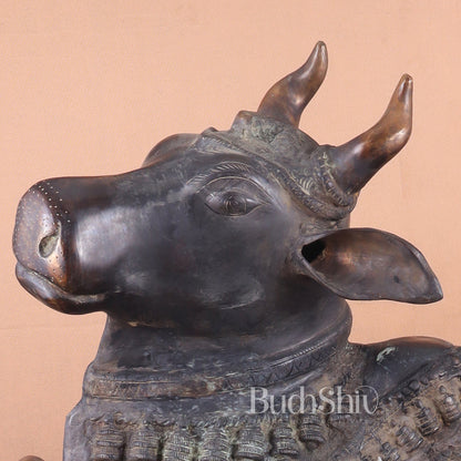 Brass Antique Large Nandi Sculpture | BudhShiv 33"