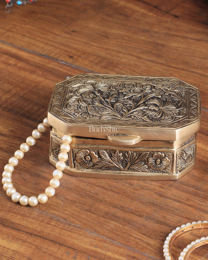 Pure Brass Floral Design Multipurpose Storage/Sindoor Box