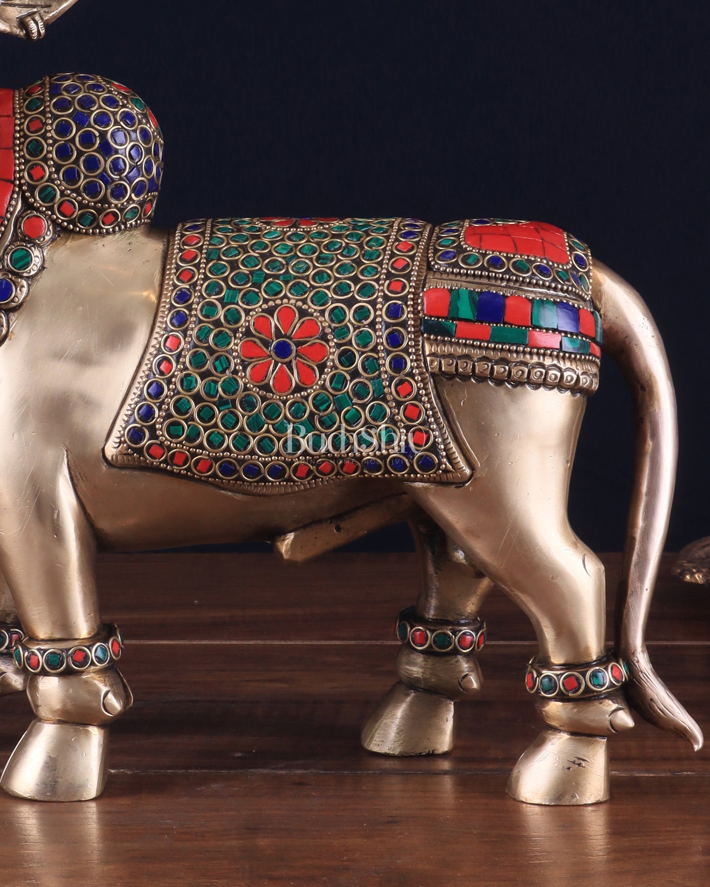 Brass Superfine Standing Nandi Idol | 10.5" stonework