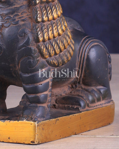 Brass Tibetan Snow Lion Showpiece – Symbol of Strength and Protection sand finish