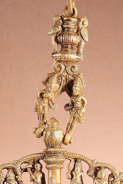 Pure Brass Large Lord Vishnu Darbar dashavatar Hanging Lamp 52"