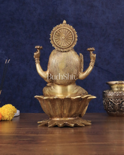 Pure Brass Goddess Dhan Lakshmi Idol - 12"