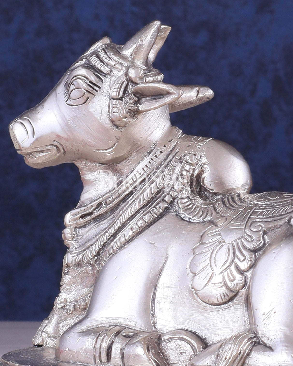 Brass Superfine Nandi Bull Idol | 5.5 inch silver plated