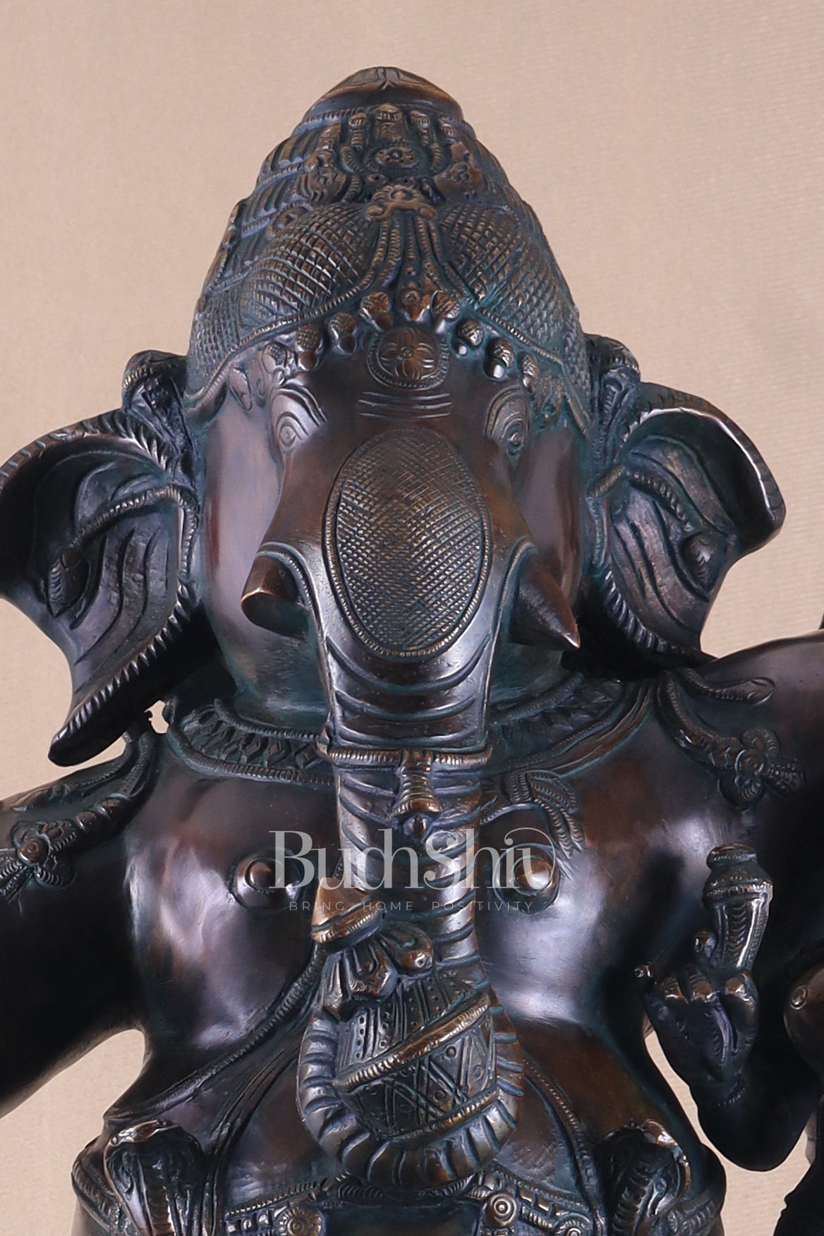 Pure Brass Dancing Ganesha with Siddhi on Lap – Maha Ganapati Chola Style Sculpture 29"