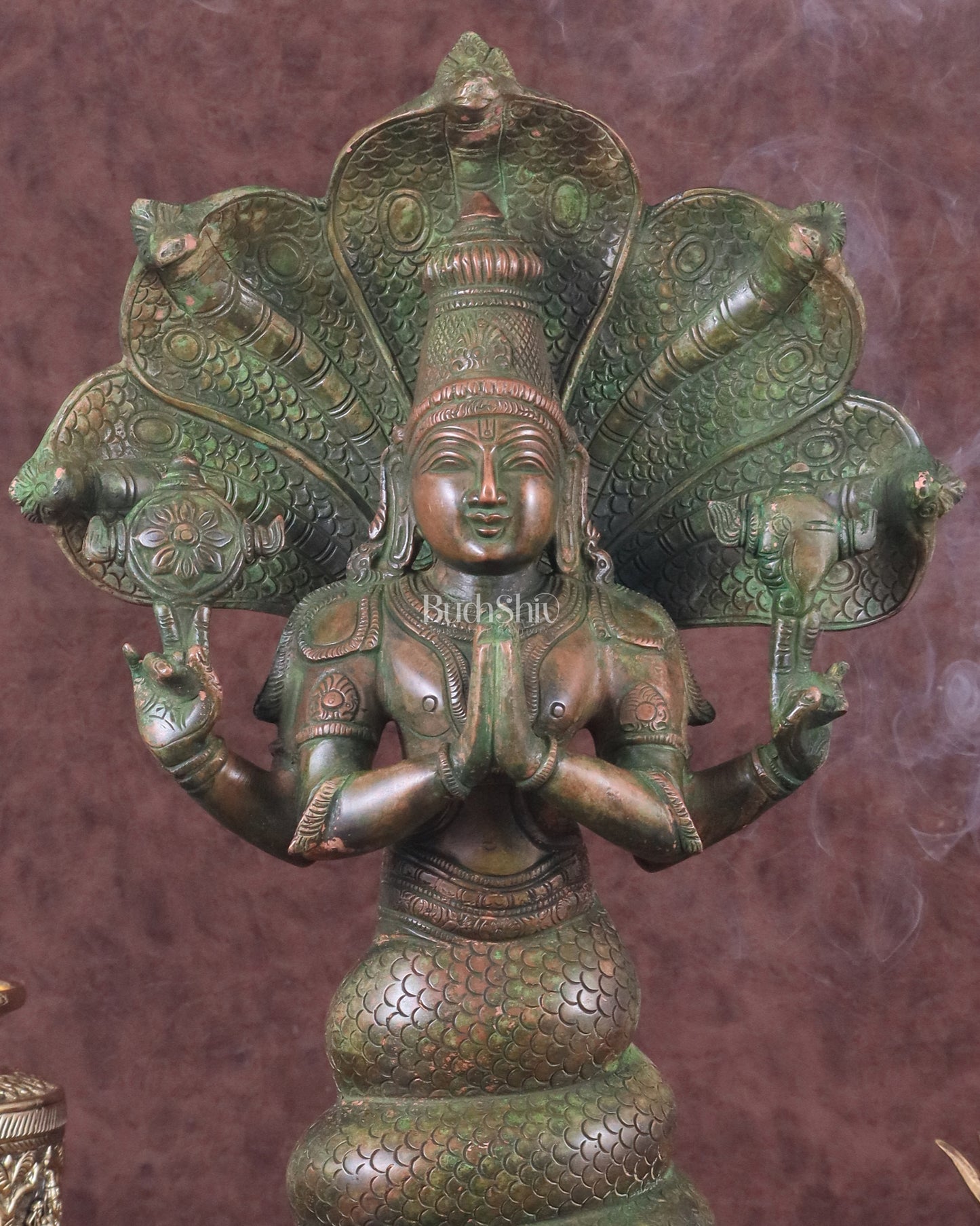 Pure Brass Patanjali Statue 15" green patina