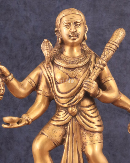 Pure Brass Large Kaal Bhairava Statue - 15"