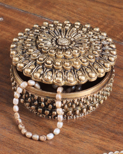 Pure Brass Mandala Design Kumkum Box / Multipurpose Box small