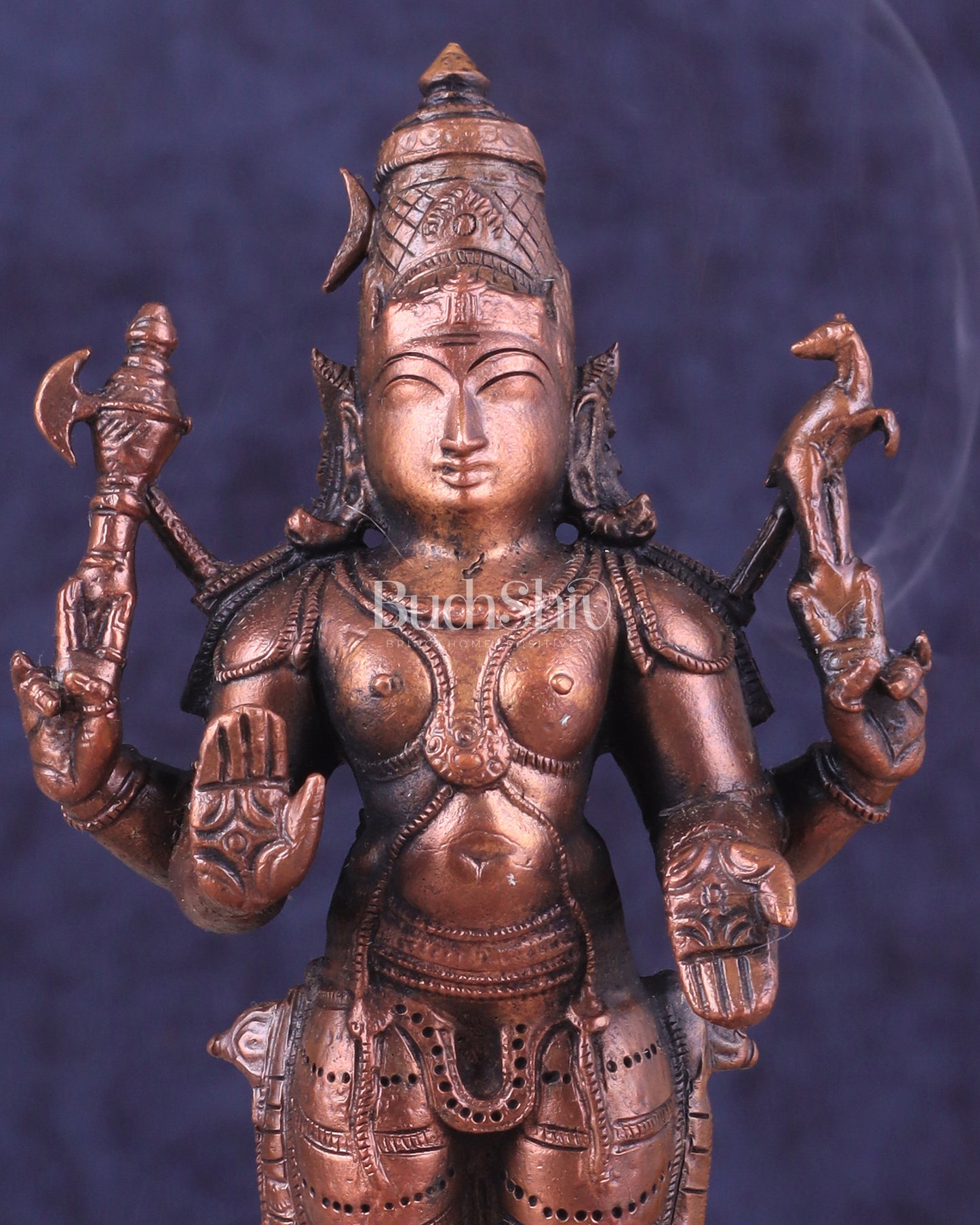 Pure Copper Lord Shiva Standing Idol | Compact Divine Blessing 6.5"