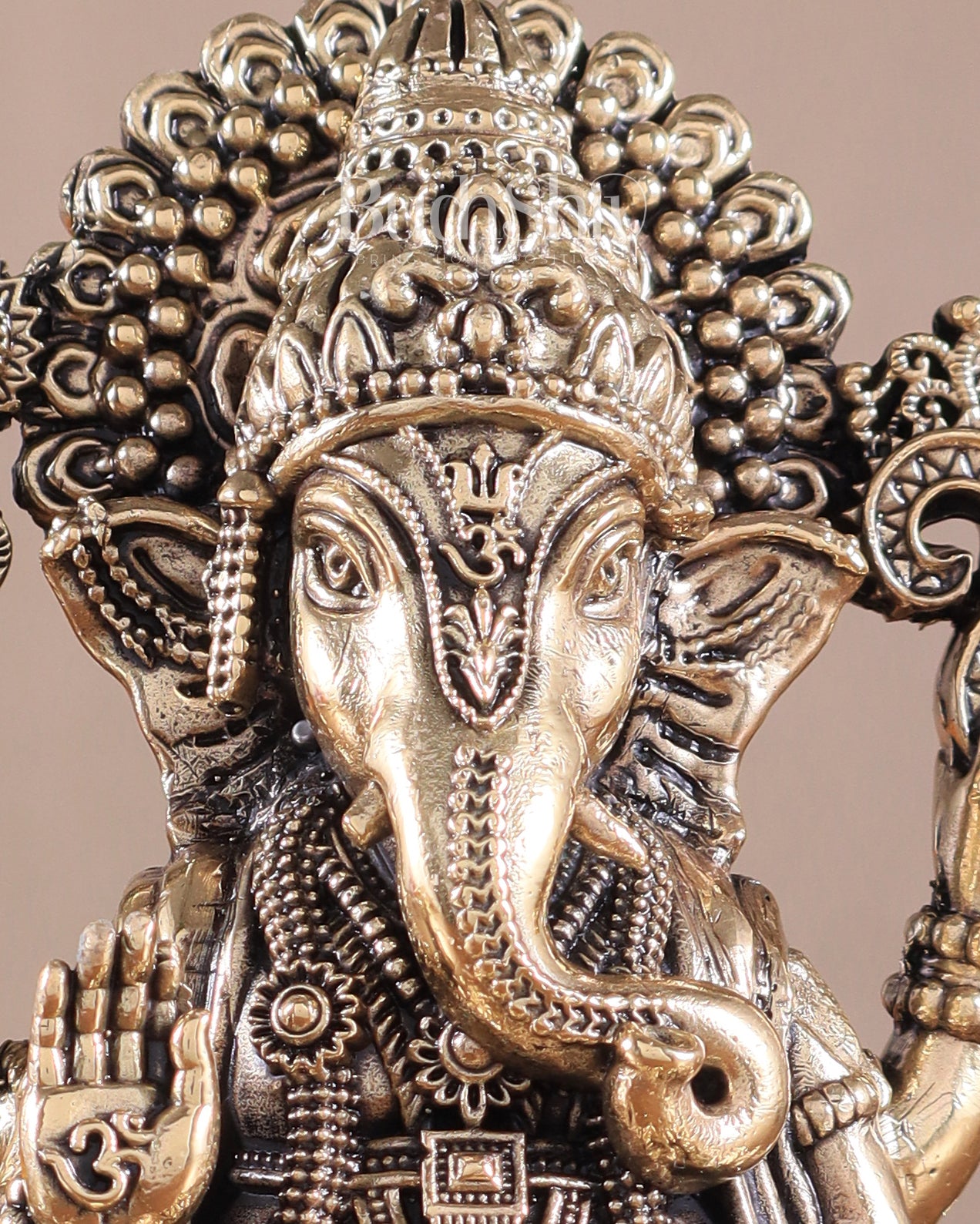 Brass Superfine Ganesh Idol - 6 Inch lotus base