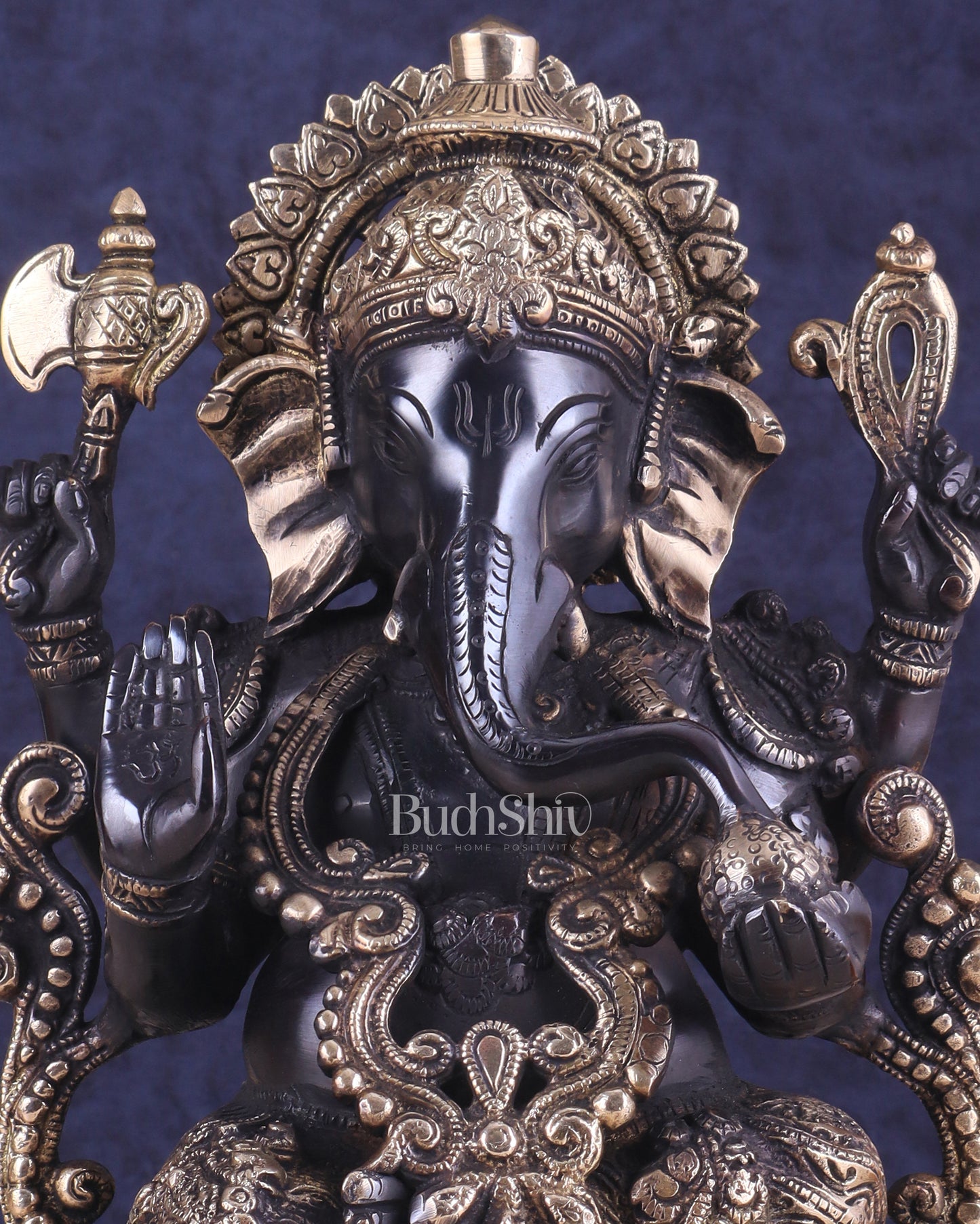 Ganesha black edition brass statue 12"