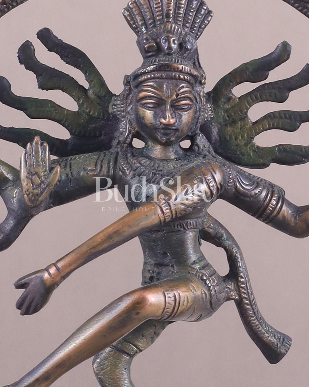 Brass Superfine Nataraja Idol - 7.5 Inch antique brown tone