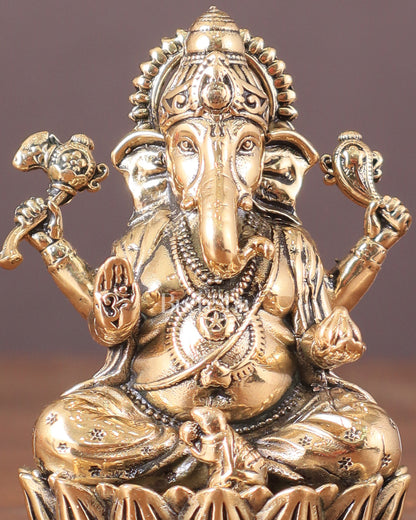 Pure brass Intricate Ganesha idol 3"