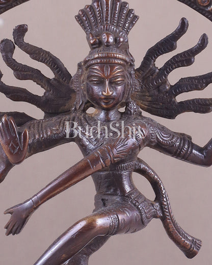 Brass Superfine Nataraja Idol - 7.5 Inch Vintage Bronze tone