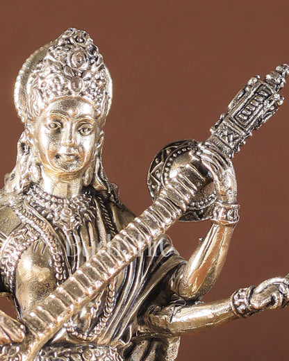 Brass Superfine Goddess Saraswati Idol – Symbol of Wisdom & Knowledge