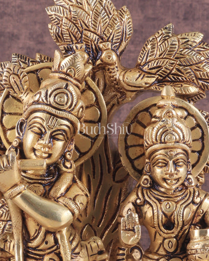 Pure Brass Superfine Radha Krishna Standing Under Kalpavriksha Statue