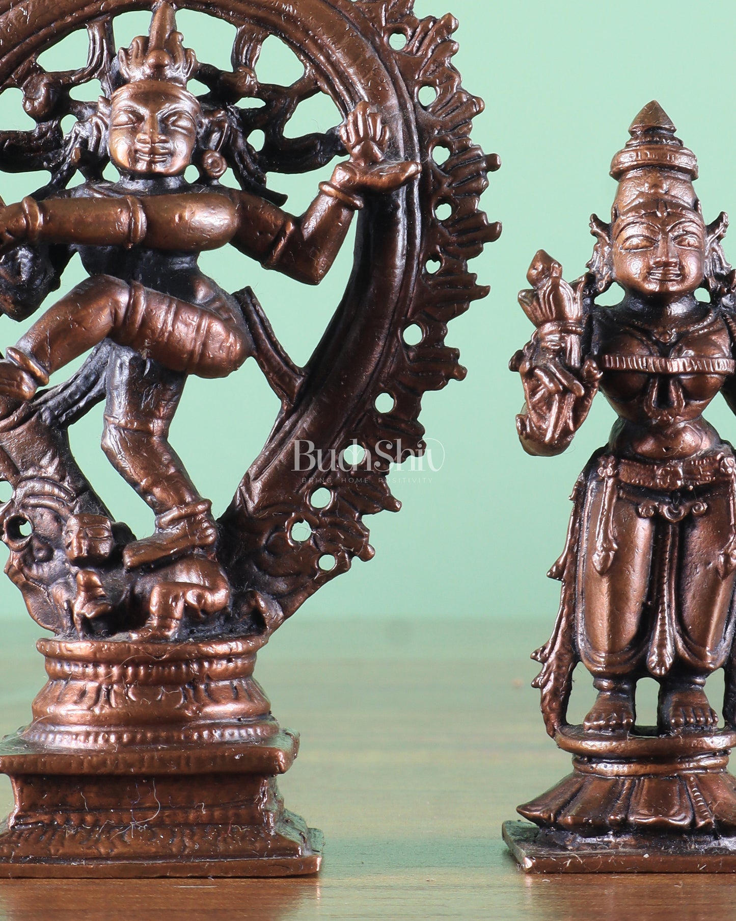 Pure Copper Nataraja shiva with parvati shivagmi idol - 4.5"