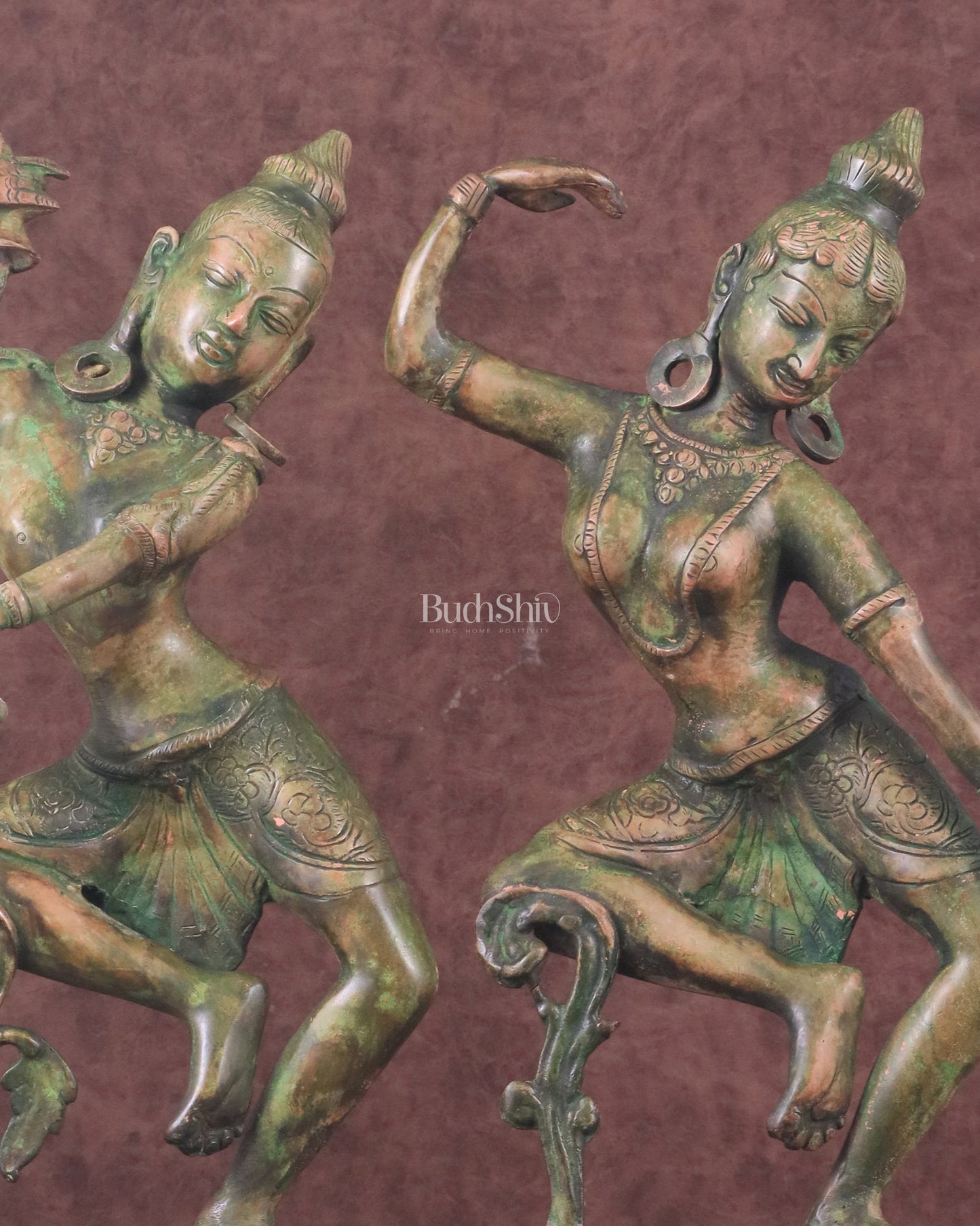 15" Lord Shiva and Parvati Dancing Idols brass idols antique Patina