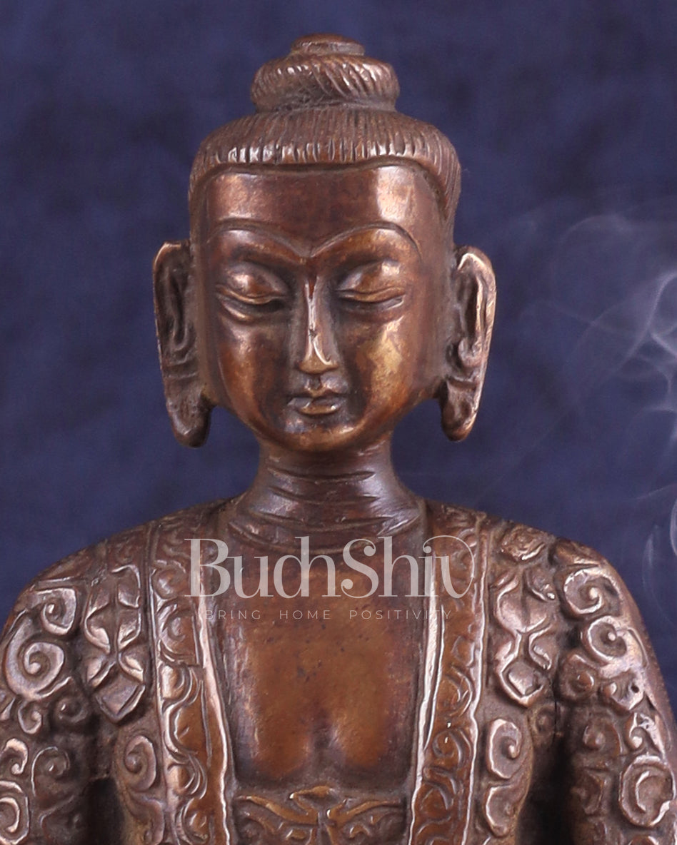 Unique Buddha in Deep Meditation Brass Statue | Intricate Craftsmanship 7"