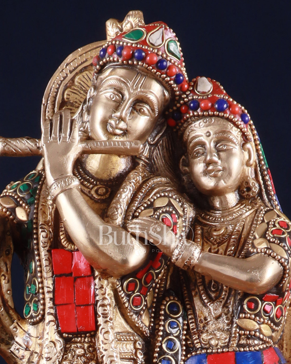 Brass Radha Krishna Idol 12 inch meenakari work