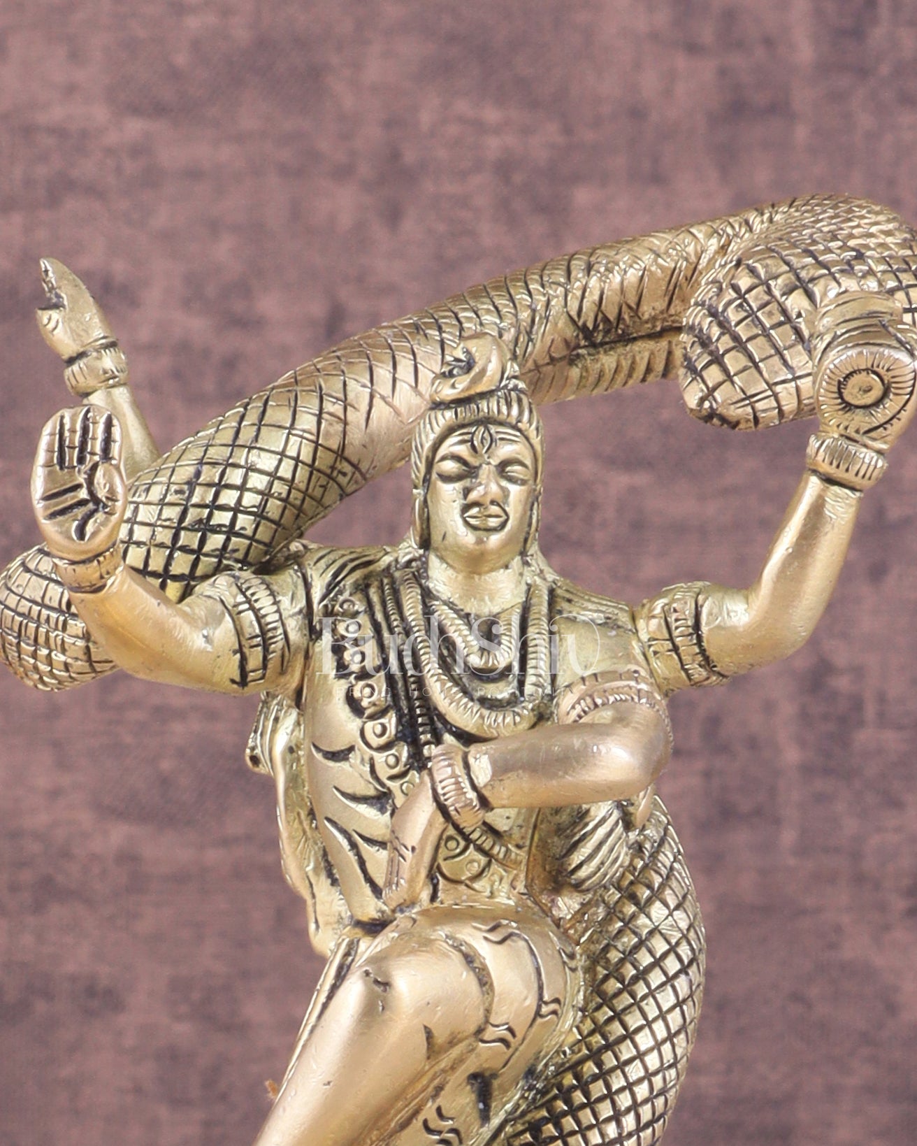 Brass Dancing Shiva Surrounded by Vasuki - Excellent Statue