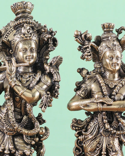 Brass Superfine Intricate Radha Krishna Idols 8"