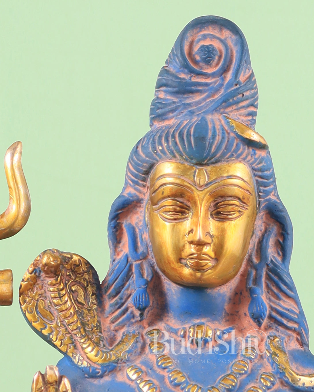 Brass Shiva Statue Duel tone blue sandfinish 13"