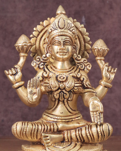 Pure Brass Lakshmi Idol - 7.5" Height