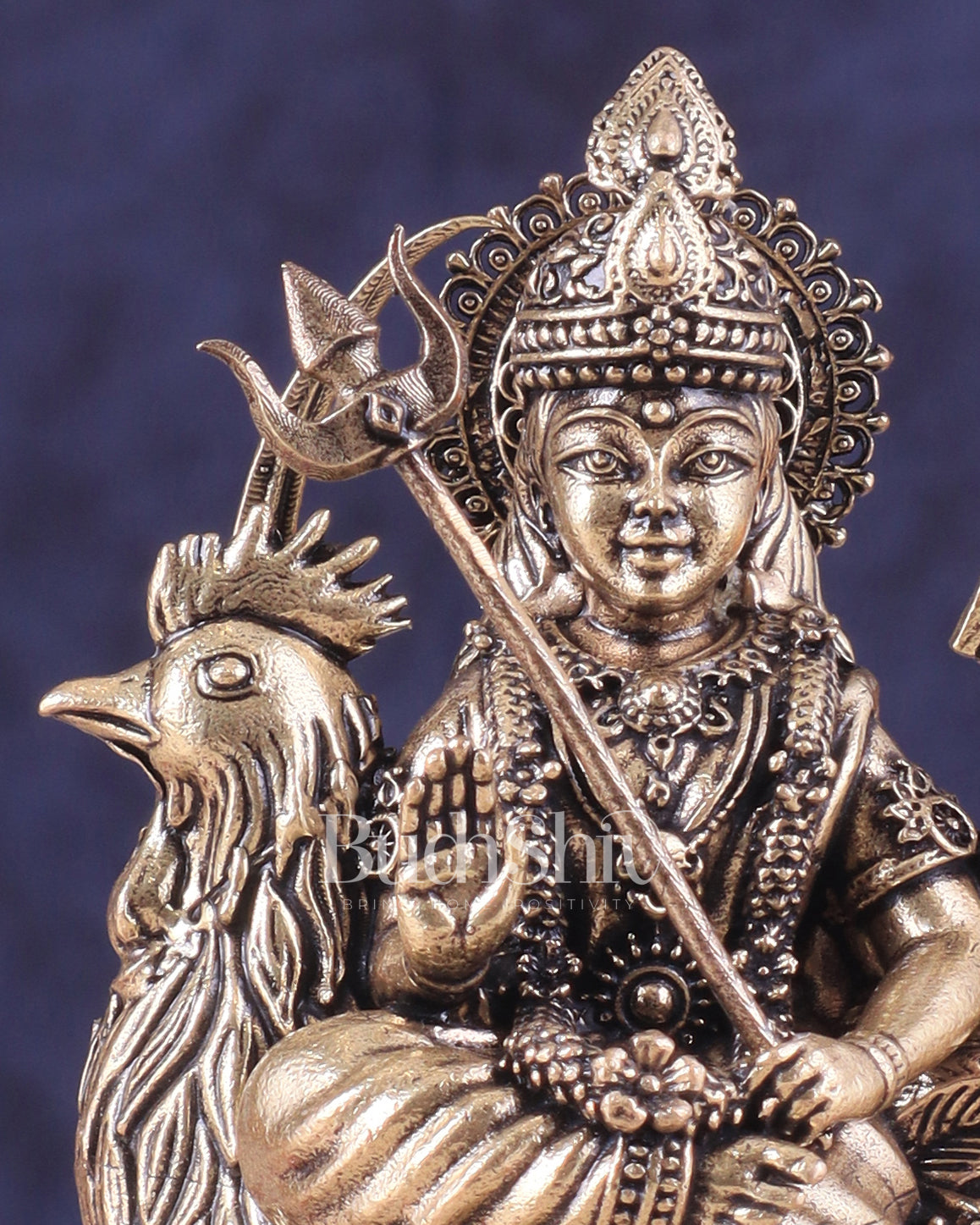 Pure Brass Bahuchara Mata Idol Sitting on Hen – Superfine Finish 4"