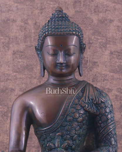 Pure Brass Antique Buddha medicine Statue - 13.5" Height