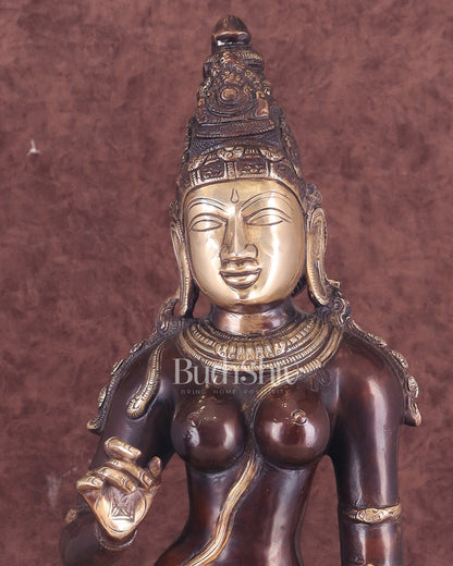 Goddess Parvati Standing Brass Sculpture – 27" Height, Double chola finish