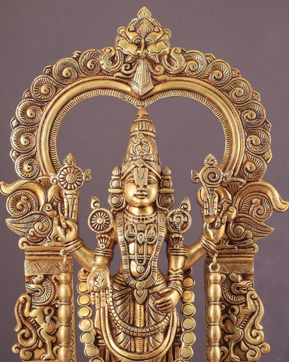 Large Brass Tirupati Balaji Statue with Hanuman and Garuda – 22 Inch