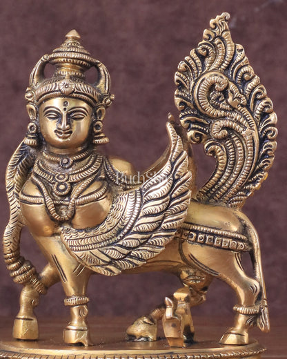 Brass Superfine Kamdhenu Cow with Calf Idol - Gold Finish, Divine Symbol of Abundance