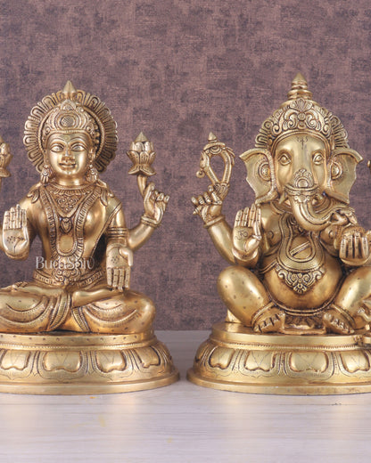 Brass Ganesha Lakshmi statue 13.5"