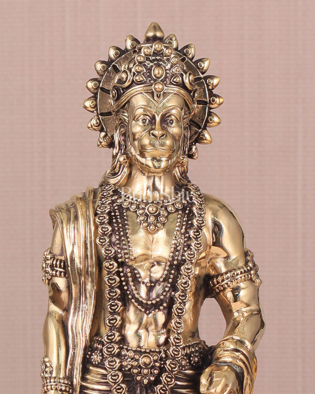 Intricate Standing Hanuman Ji Brass Sculpture - 10.5"