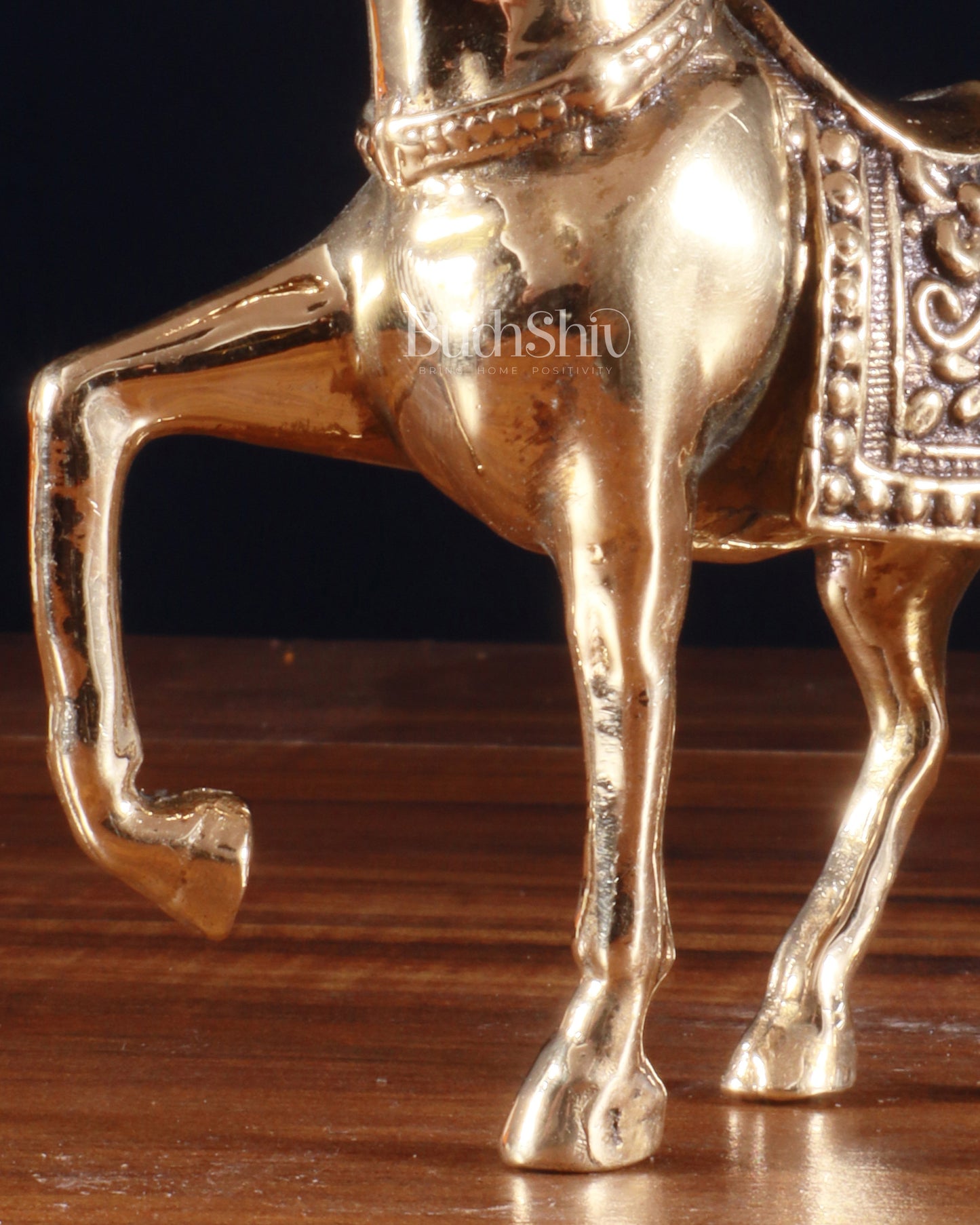 Brass Superfine Horse Showpiece – One Leg Up, Vastu Approved, 5 Inch