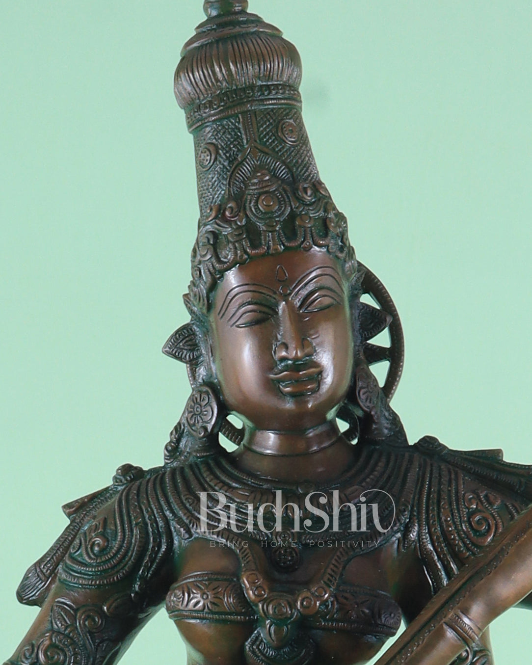 Brass Dancing Saraswati Idol 32" added copper