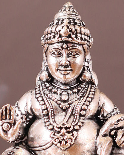 Small Lightweight Brass Lord Kubera Idol silver plated - 3-inch