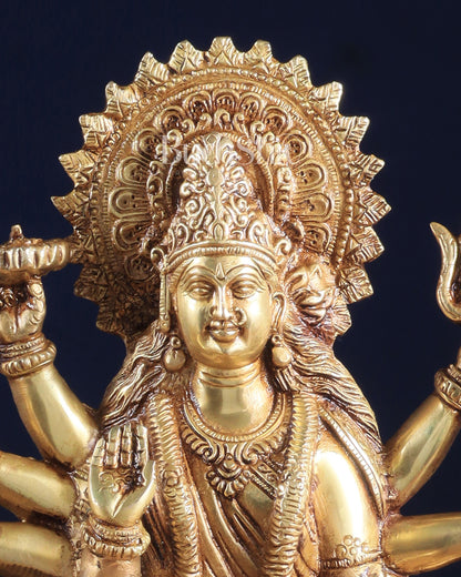 Pure Brass Goddess Durga Sherawali Mata on Tiger 12 inch