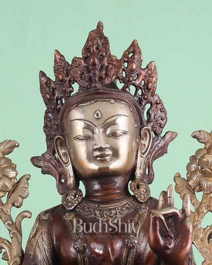 Pure Brass Large Green Tara Statue – Divine Protector & Compassionate Mother 24.5"