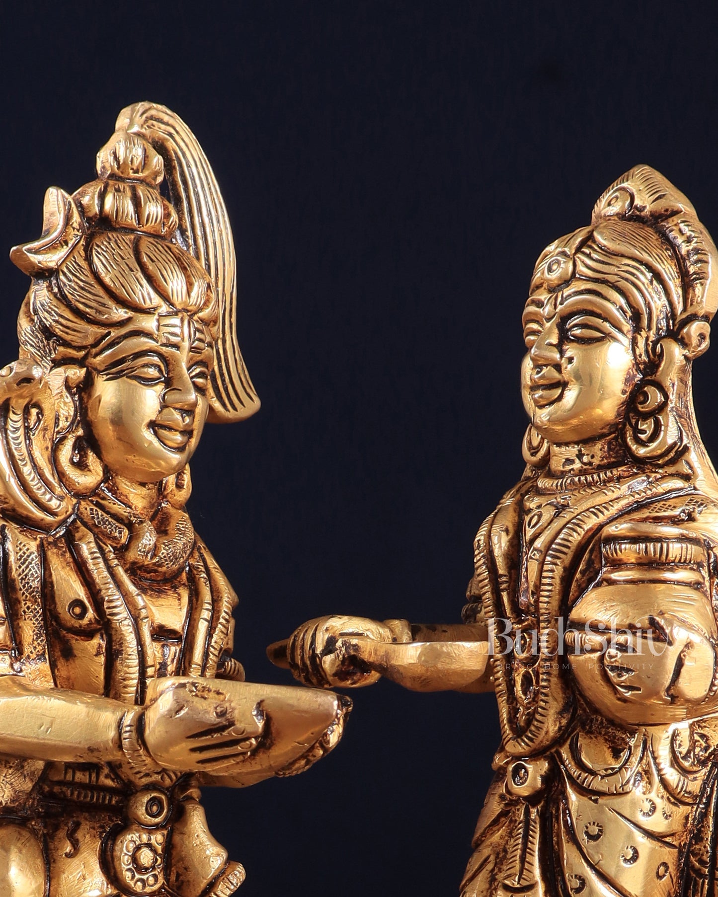 Pure Brass Lord Shiva with Annapurna Devi – 5.5" x 3.5" x 1.4" | Auspicious for Kitchen & Pooja Room