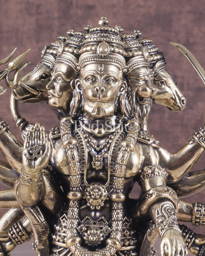 Pure Brass Superfine Standing Panchmukhi Hanuman Idol 6.5"