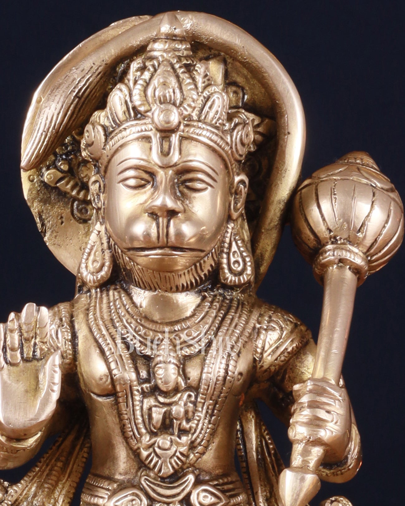 Pure Brass Standing Hanuman Statue – 10 Inch