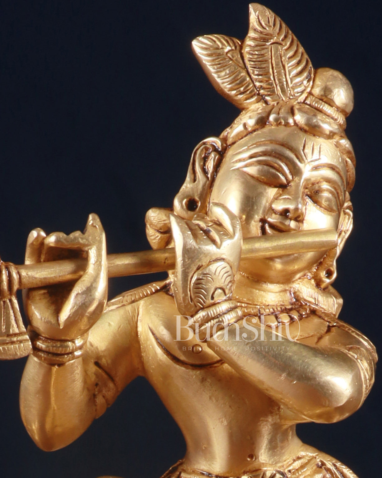 Superfine Brass Lord Krishna with Cow Statue – 8.5 Inch