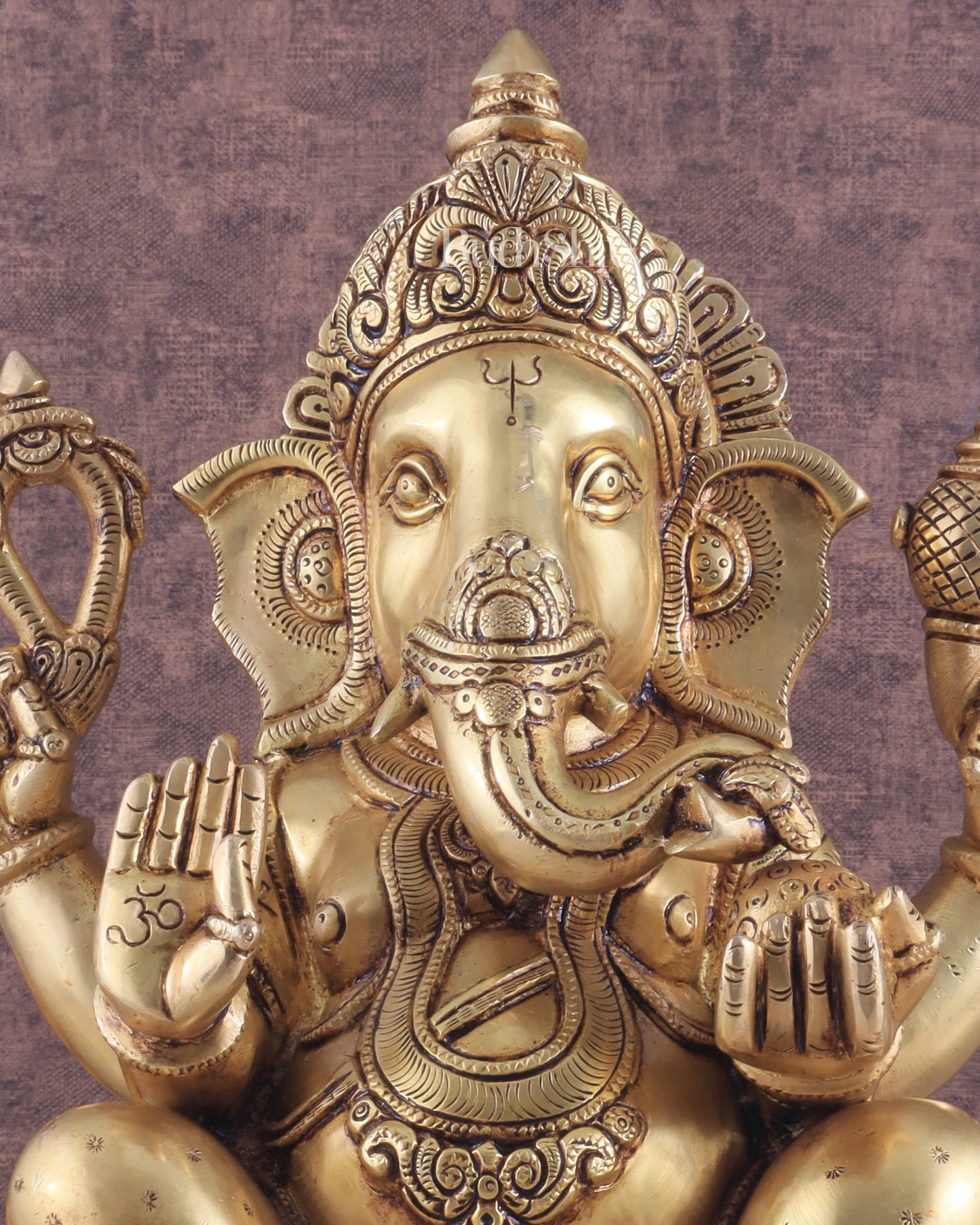 Brass Superfine Lord Ganesha Handcrafted Idol 13.5"