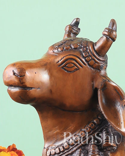 Brass Nandi Statue copper tone - 15 inch