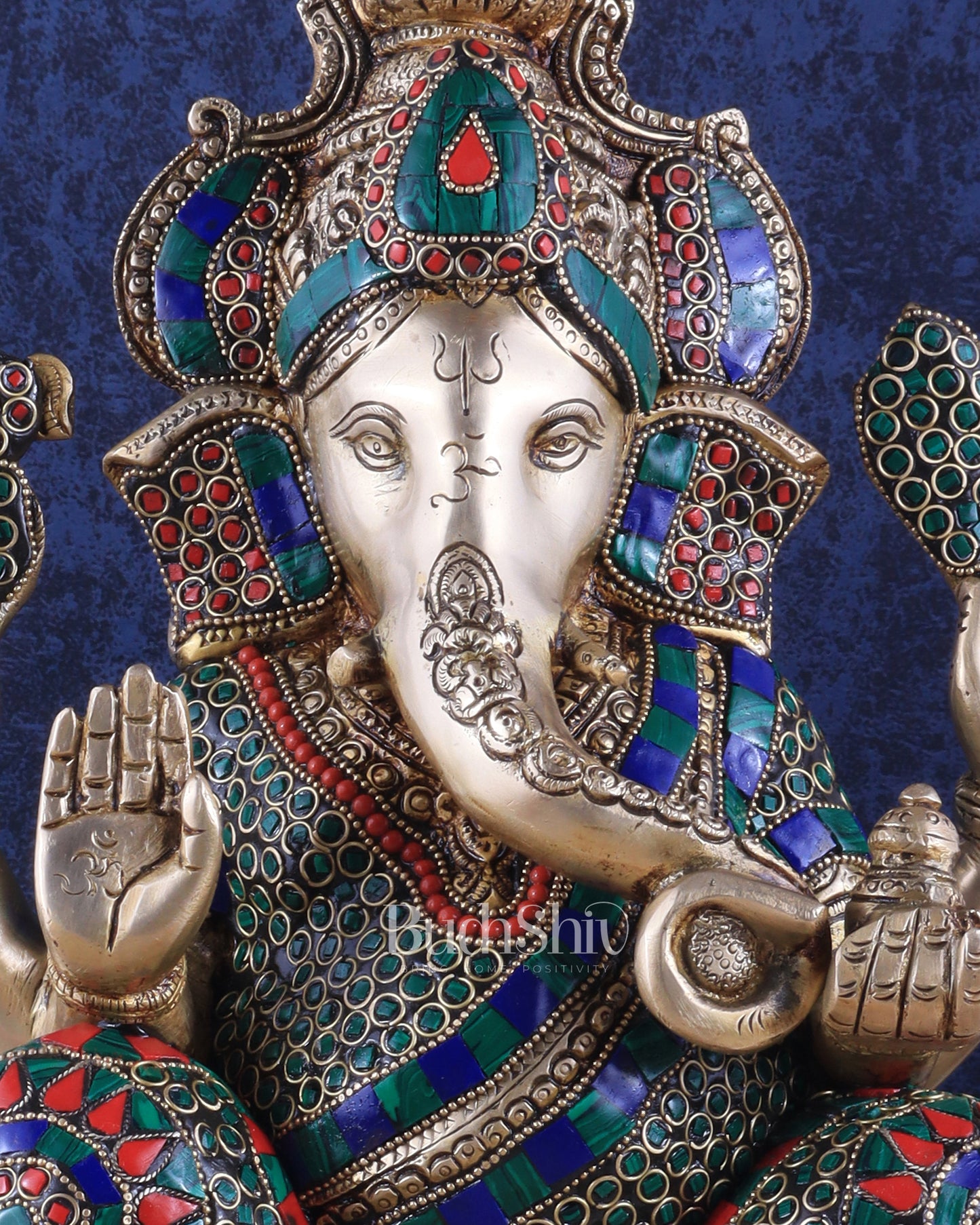 Brass Ganesha idol 16 inch sharp eyes