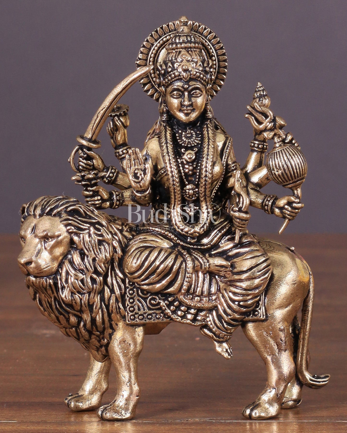 Durga Pure Brass Intricate idol 3"