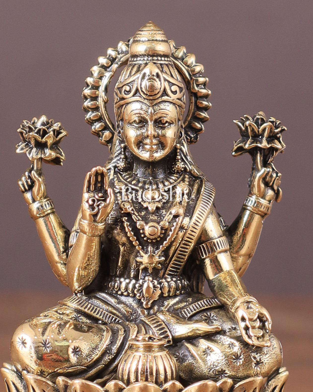 Pure brass superfine Goddess Lakshmi idol 3"