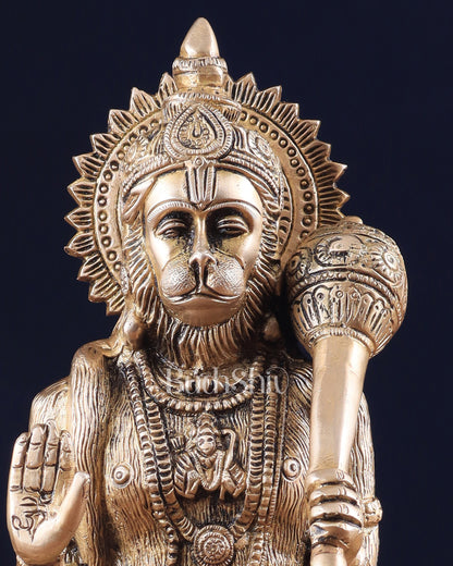 Pure Brass Blessing Hanuman Statue 11.5"